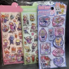 ３枚　ズートピア　水シール　ウォーターシール　立体シール　3Dシール　水入り