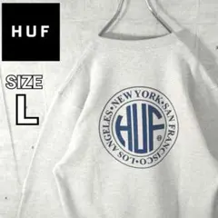 【ハフ】リージョナルロゴ 発泡プリント スウェット グレー L