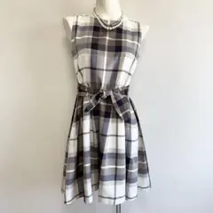 【超美品】ブルーレーベルクレストブリッジ ハウスチェック柄 ワンピース 38