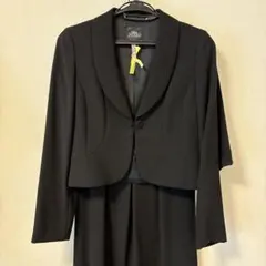 [美品]青山レディースフォーマルブラック　ワンピース　ボレロセット9号