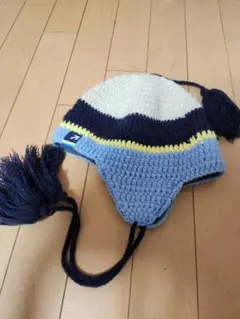 カラフル編み物帽子 耳あて付き