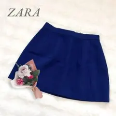 【未使用品】ザラ◆ミニスカート(S)青 ストレッチ ザラ女 フェミニン 大人女子のサムネイル