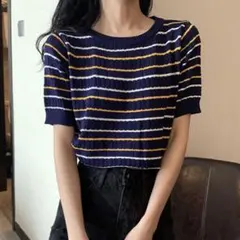 即日発送　ボーダー　Tシャツ　半袖　韓国のサムネイル