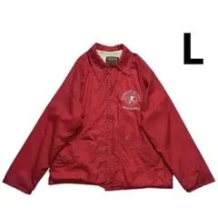 70s 80s USA製 ナイロン コーチジャケット L 赤 白 胸プリント