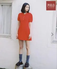 POLO ケーブルニット ワンピース レッドのサムネイル