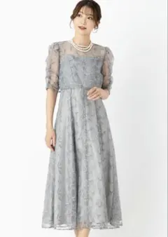 3点セットmetoi レースボレロセット刺繍入りパーティドレス　靴　ジャケット