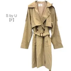 レディーストレンチコート　ロング　ブラウン系　アウター羽織り　秋冬　古着女子　F