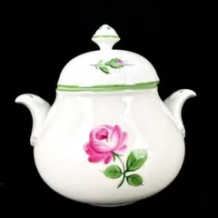 百貨店購入☆ヘレンドウィーンの薔薇 蓋付きカップ 175年バック 