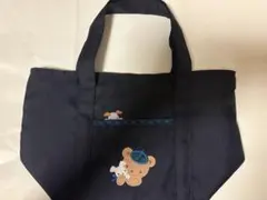 新品タグ付き】familiar デニムバッグ ミニ 青 白ねこ くま りんご