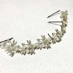 【美品】ブライダル ヘアアクセサリー ヘッドドレス 髪飾り 結婚式お呼ばれ