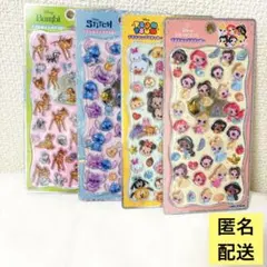 プチドロップステッカー 4種セット プリンセス ツムツム スティッチ バンビ