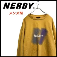 T3949★美品★ノルディ*ロゴ*トレーナー*コットン100％*メンズM*黄土色のサムネイル