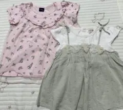 ２枚90cm プティマイン&チュールピンク　半袖２枚セット