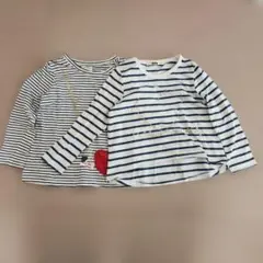 ストライプ柄長袖カットソー2枚セット
