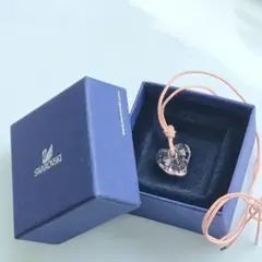 ​【箱付】スワロフスキー ネックレス ハート クリスタル ピンク 紐 ストラップ