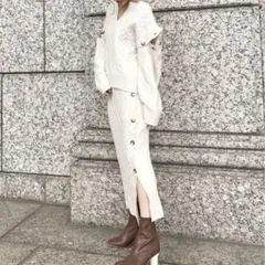 MERCURYDUO マーキュリードュオ ケーブルニット　スリット スカート