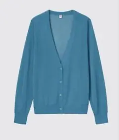 【UNIQLO 】ユニクロ　ライトVネックカーディガン 長袖 ブルー　Mサイズ