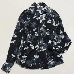 ザラマン◇長袖シャツ フラワープリント 花柄 総柄 モード 上品 カジュアル S