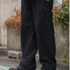 ユーエスポロアッスン　別注ワンポイント刺繍ロゴスウェットパンツ　ワイドパンツ