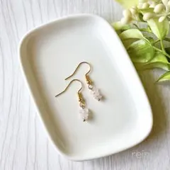 天然石ローズクォーツのミニピアス イヤリング ハンドメイド