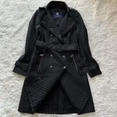 【極美品】バーバリーロンドン　キルティングコート　ベルト付　ブラック　L相当
