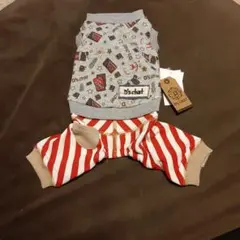 D's chat 犬服 Mサイズ グレー/赤