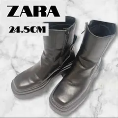 ZARA　トラックソール サイドゴアブーツ 24.5cm ブラック　美品