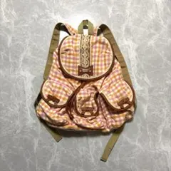 00s【Archive】森ガール 平成女児 バックパック チェック柄 リボンA4