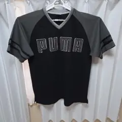 激レアPUMA Vネックゲームシャツ ブラック/グレーカーキ　古着