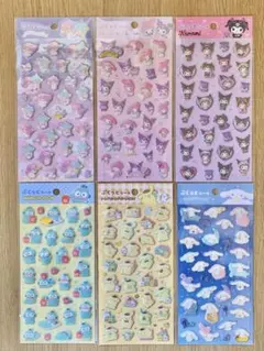 ぷくっとシール6セット　ハンギョドン　クロミ　マイメロ　ポムポムプリン　キキララ