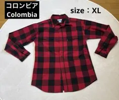 コロンビア】Columbia 長袖ネルシャツ 厚手 ブロックチェック 赤/黒