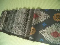 古布正絹全て泥大島紬はぎれ10枚③　アンティーク着物リメイク龍郷パッチワーク