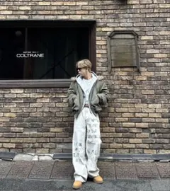 h*h様 YOLO プリントデザインワイドデニム