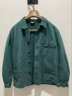 ビンテージ　ワークジャケット　グリーン コットン カバーオール　緑