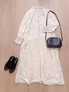 新品未使用　Bab 全刺繍ロングワンピース　オフホワイト