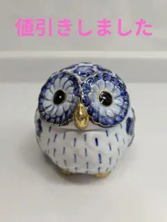フローラル陶器フクロウ香炉小物入れ