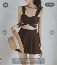 ブラウン ビキニ水着3点セット Sサイズ