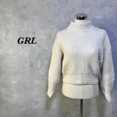 GRL ニット セーター モックネック リブ編み オフホワイト F 5114N