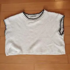 ZARA ノースリーブ　ニット　バイカラー　ホワイト　Мサイズ