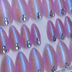 #96現品発送 ネイルチップ 20本セット オーロラ ピンク ちゅるちゅる