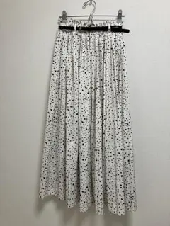 グレイル　柄　ホワイト・ブラック プリーツロングスカートS GRL