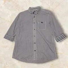 BURBERRY BLACK LABEL 七分袖シャツ ギンガムチェック 2 黒のサムネイル