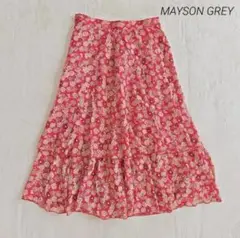 美品✨MAYSON GREY スカート S相当 花柄 レトロ感 ティアード 赤のサムネイル