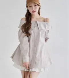ブラウス　オフショルブラウス　ボウタイブラウス　ミニワンピース　肩出しブラウス