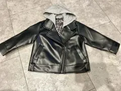 レザージャケット　ベビー　80cm フード付き　上着　ヒョウ柄