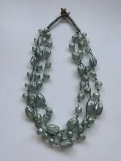 グリーン系 ガラスビーズ 多層式ネックレス