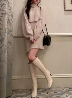 GRL ハイネックトップスXミニワンピースニットセットアップ[dr398]