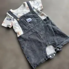 Lee ストライプ オーバーオールロンパース