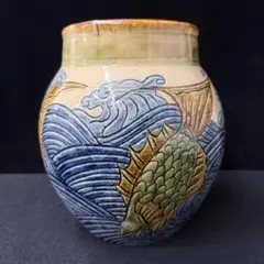 希少品！上位作！【志村観行】（師）加藤釥！密林文ぐい呑（共箱、布