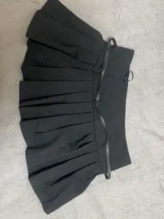 ブラック ミニプリーツスカート リボン付き